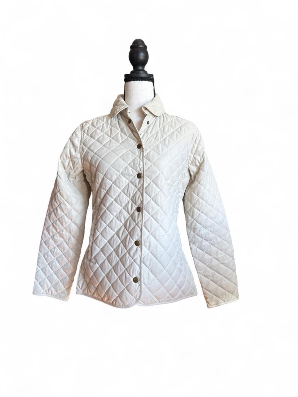 Van Heusen Off-White Diamond Quilted Old Money Style Coat XS